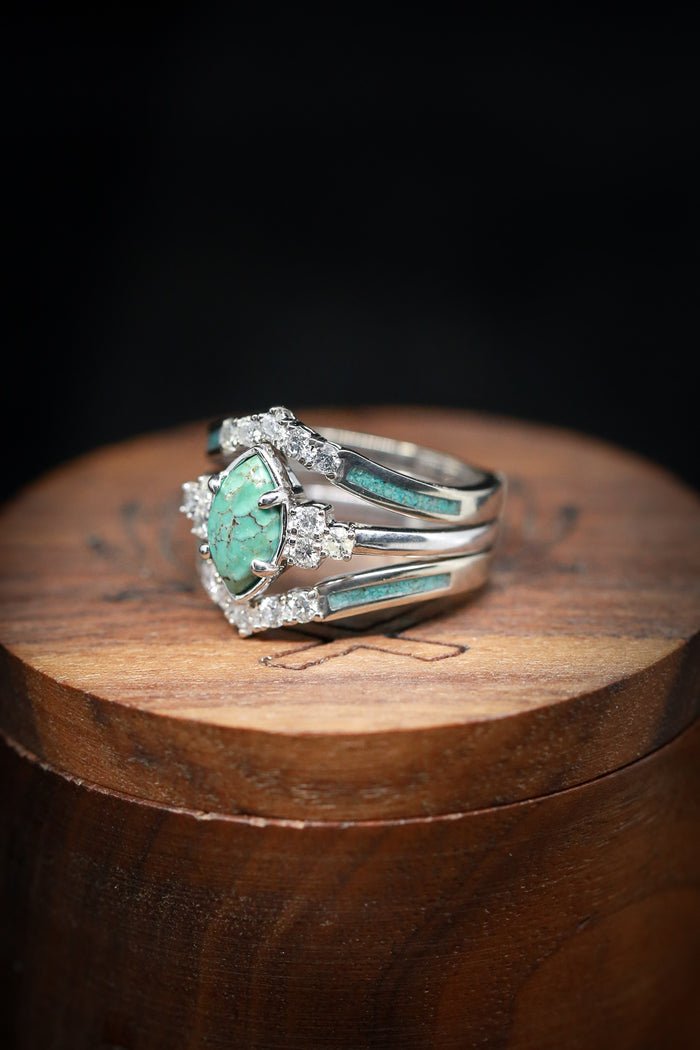 Sterling Silver Natural Turquoise Diamond Ring