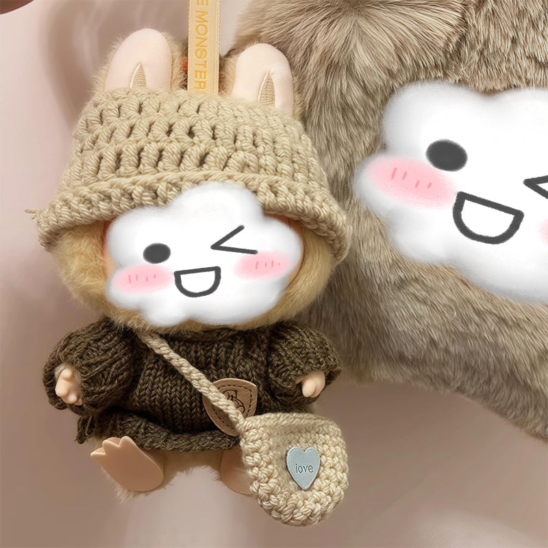 Cute Hat, Sweater, and Bag 3-Piece Set for Labubu Doll