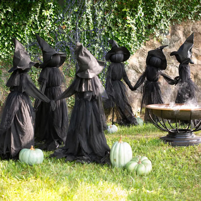 Three Glowing Pumpkin Witches Create Your Spooky Halloween Yard!