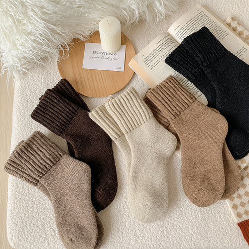 5 Pairs Unisex Solid Mid-calf Socks