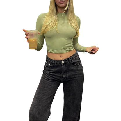 Women's Basic Slim Open Navel T-shirt