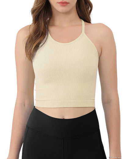 🌸Women's Crop 3-Pack Washed Seamless Rib-Knit Camisole Crop Tank Tops