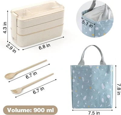 🍱🍱3 Layer Wheat Straw Bento Boxes