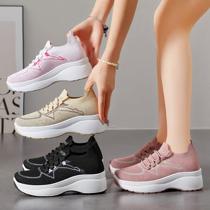 Women's Lace-Up Knit Sneakers